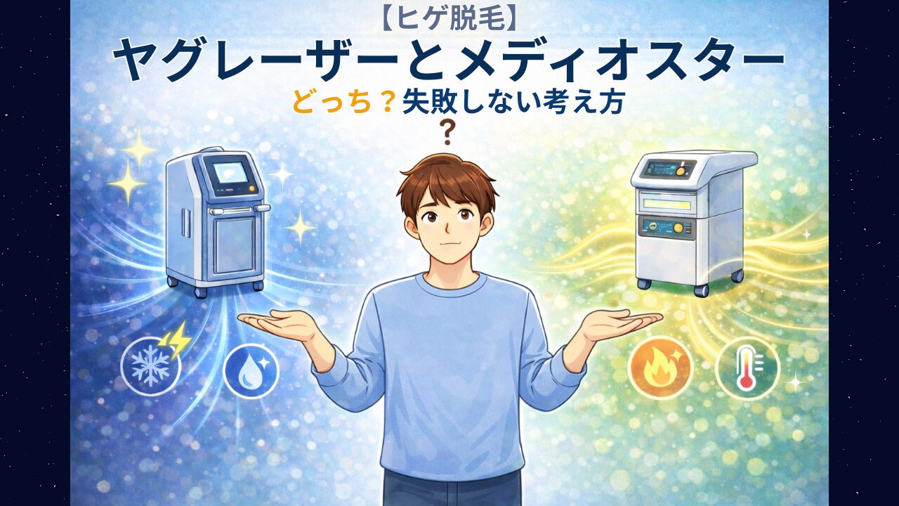 【ヒゲ脱毛】ヤグレーザーとメディオスターどっち？失敗しない考え方